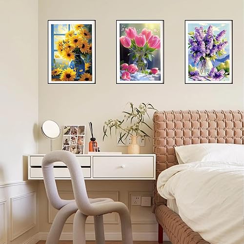 Miniatura 9 de DOZEEZOP Paquete de 6 kits de pintura de diamantes 5D para adultos, kits de arte de diamantes para adultos principiantes de todas las edades, gemas