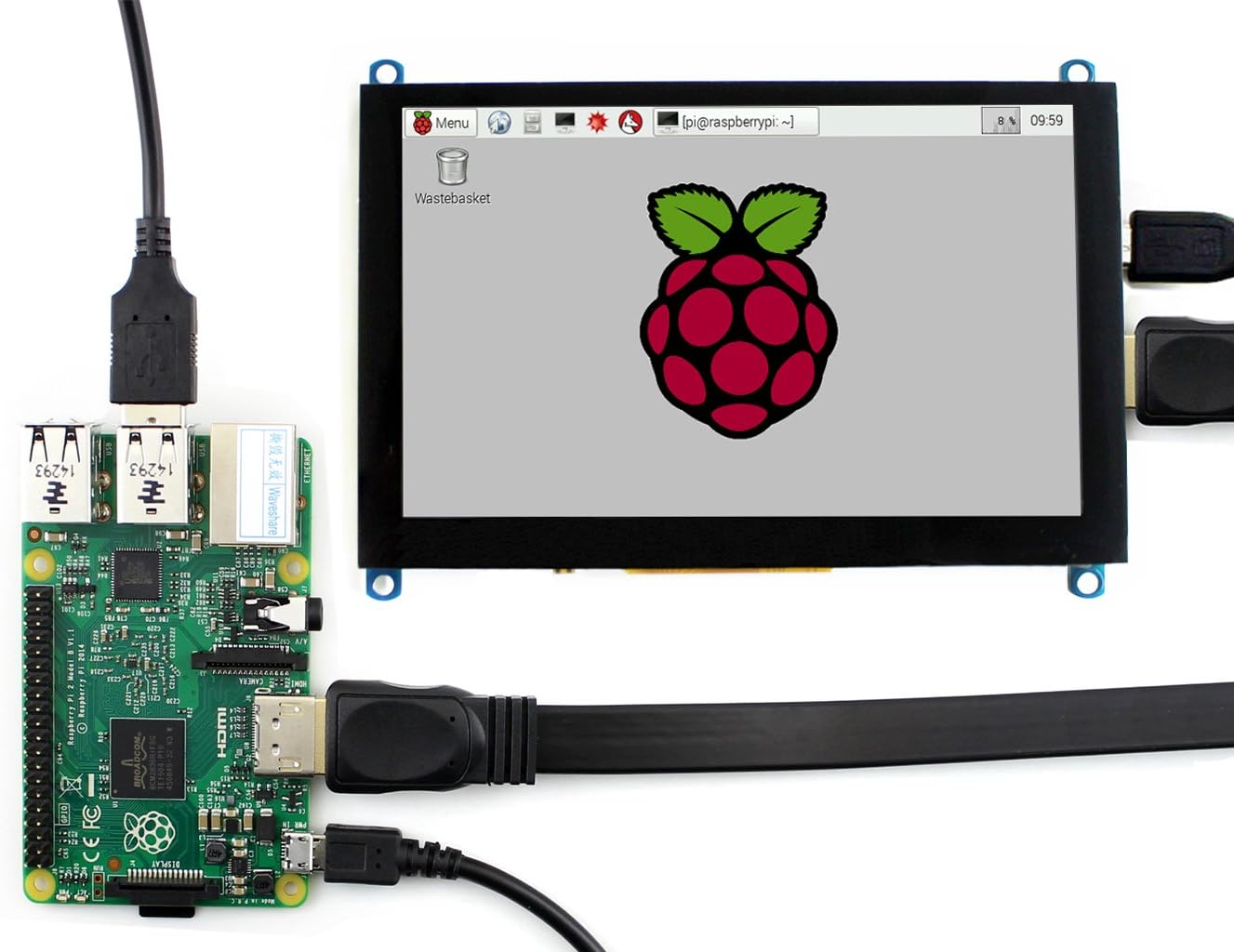 Waveshare 5 inch Display for Raspberry Pi 4 Capacitive Touchscreen HDMI LCD (H) 800x480 Resolution Supports All Raspberry Pi/Windows 10/8.1/8/7 Computer Monitor/Game Console/Multi mini-PC BB Black - Image 3