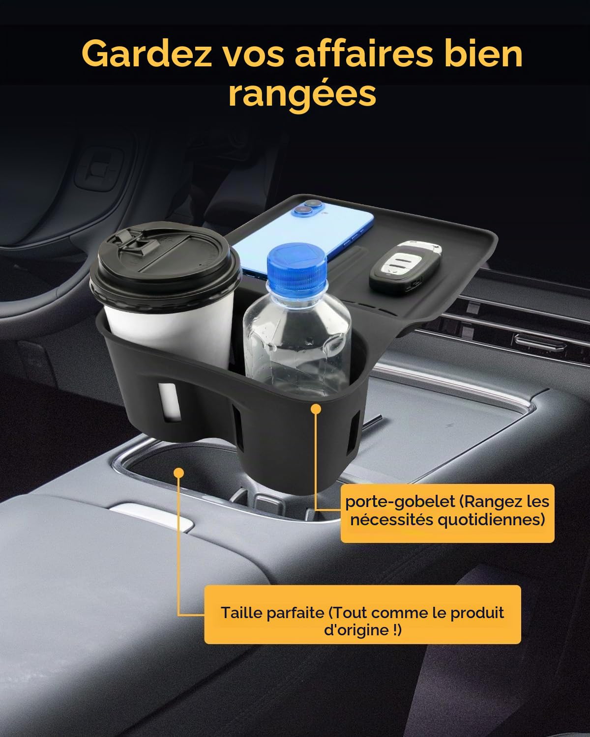 YEE PIN Pour Xpeng G6 EV 2025 2026 2027 Coussinets de protection pour chargeur sans fil avec porte-gobelet Boîte de rangement Porte-gobelet Organiseur de boîte à gants Nouveau G6 2026 Accessoires