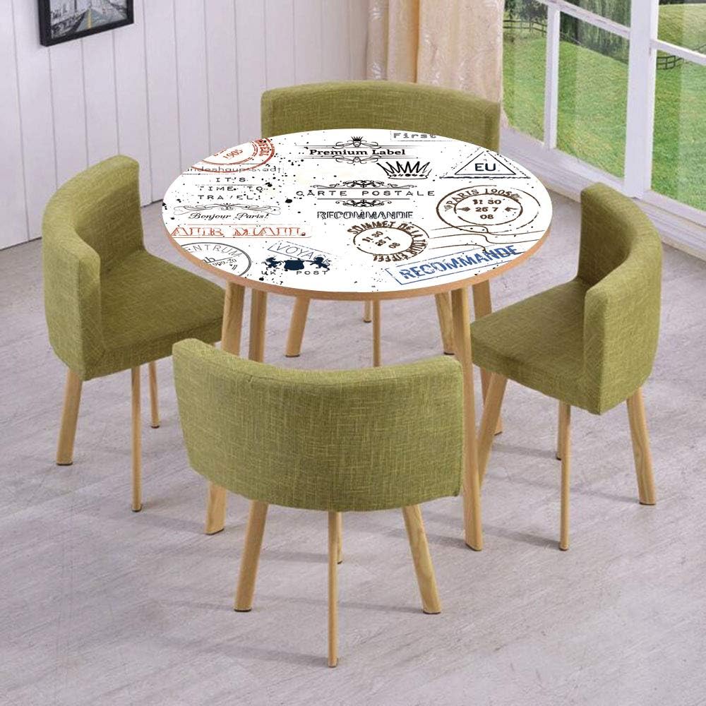 iPrint Round Table/Wall/Floor Decal Strikers/Removable/Retro Post Stamps Postage Mail Paris Antique Artistic Design Vocation Traveling Decorative/for Living Room/Kitchens/Office Decoration