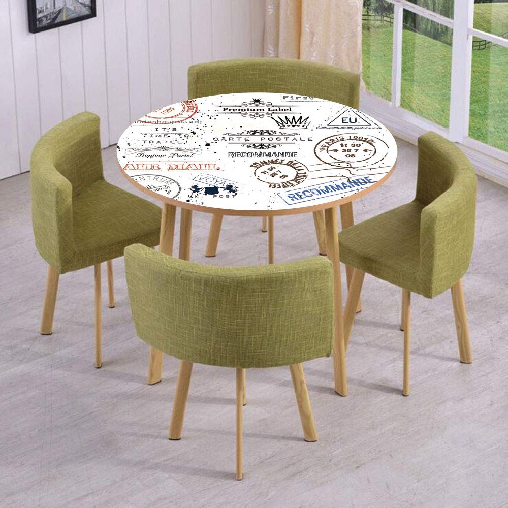 iPrint Round Table/Wall/Floor Decal Strikers/Removable/Retro Post Stamps Postage Mail Paris Antique Artistic Design Vocation Traveling Decorative/for Living Room/Kitchens/Office Decoration