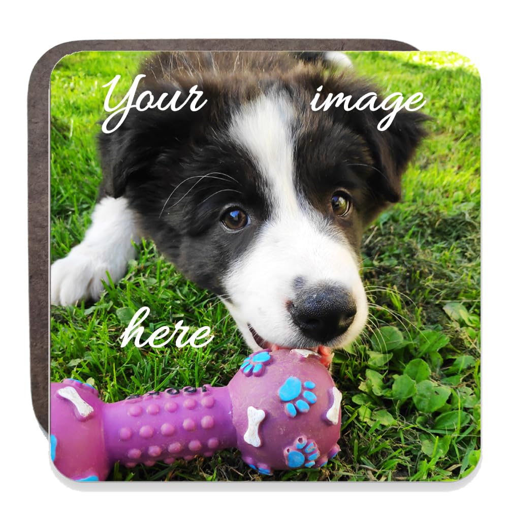 Andska Personalised Photo COASTERS Drink mat Customised Image Text 9 cm Big High Gloss Printed (Square)