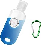 Kare & Kind Clear Portable Travel Bottles - 4x Empty Bottles with Flip Top Caps, 4x Carabiner, 1x Sticker Label Sheets - up to 50 ML -For Hand Sanitizers, Disinfectant Alcohol, Liquids, Toiletries