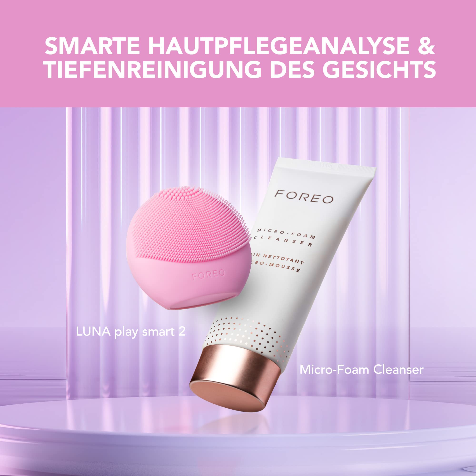 FOREO LUNA play smart 2 Skin Analysis & Gesichtsreinigungsbürste mit Mikroschaumreiniger, 3,3 fl. oz. Skin Supremes Holiday Set