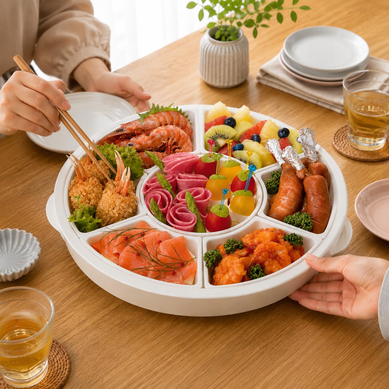 【7月27日(日)21時に1390円】回転台　 手巻寿司　中華オードブル　収納 Amazon.co.jp: パール金属 トレー 皿 容器 回転 オードブル ちらし寿司