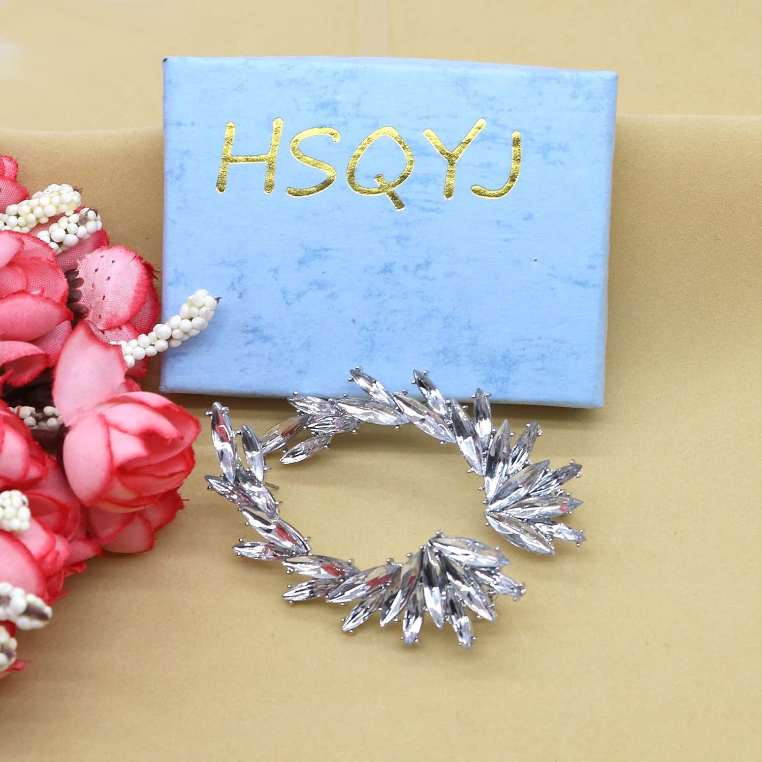 Miniatura 6 de Aretes de trepador de hoja de circonita de cristal, bonitos aretes de imitación para las orejas, aretes de clip para la parte superior de la oreja,