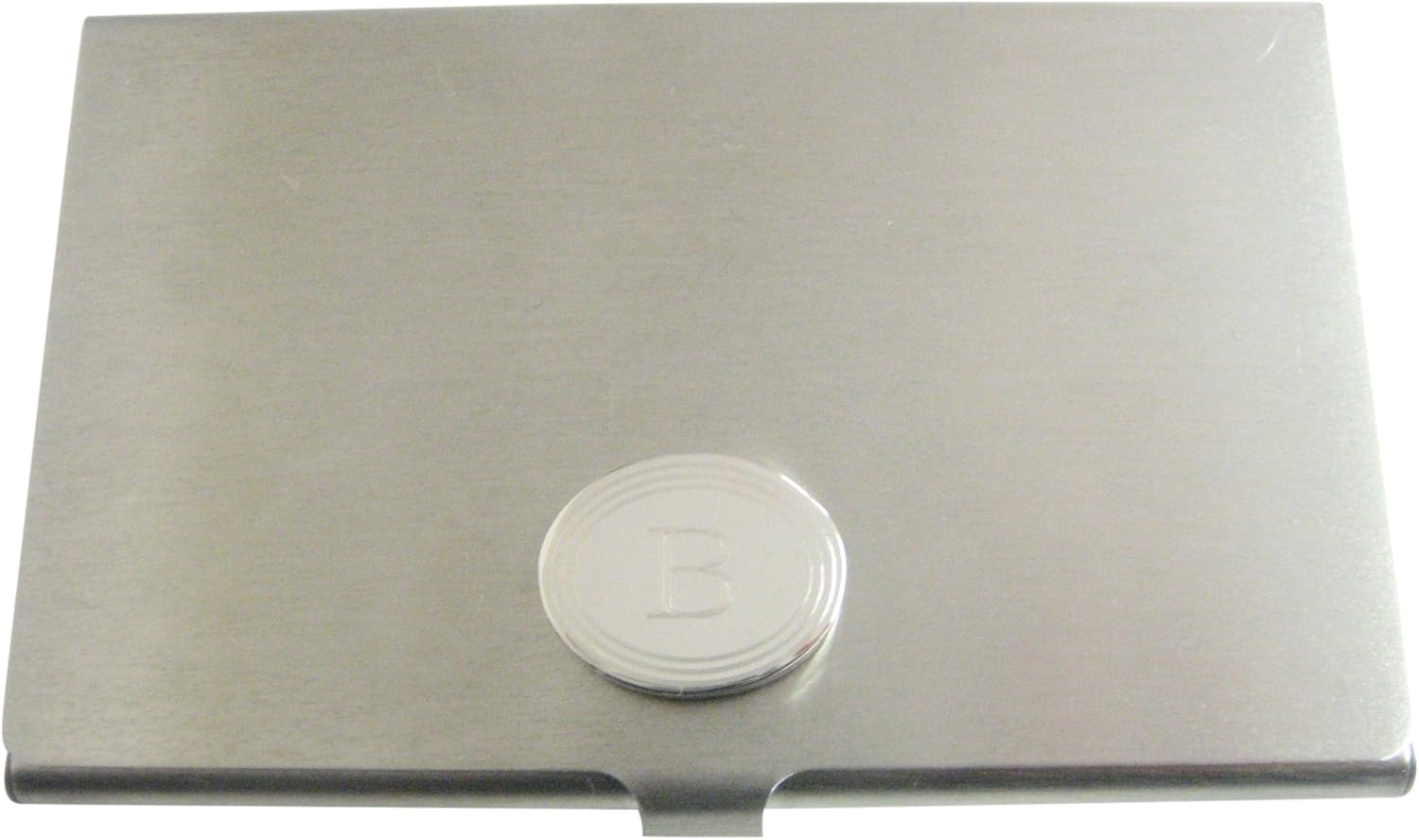 Kiola Designs Silver Toned Etched Oval Letter B Monogram Business Card Holder