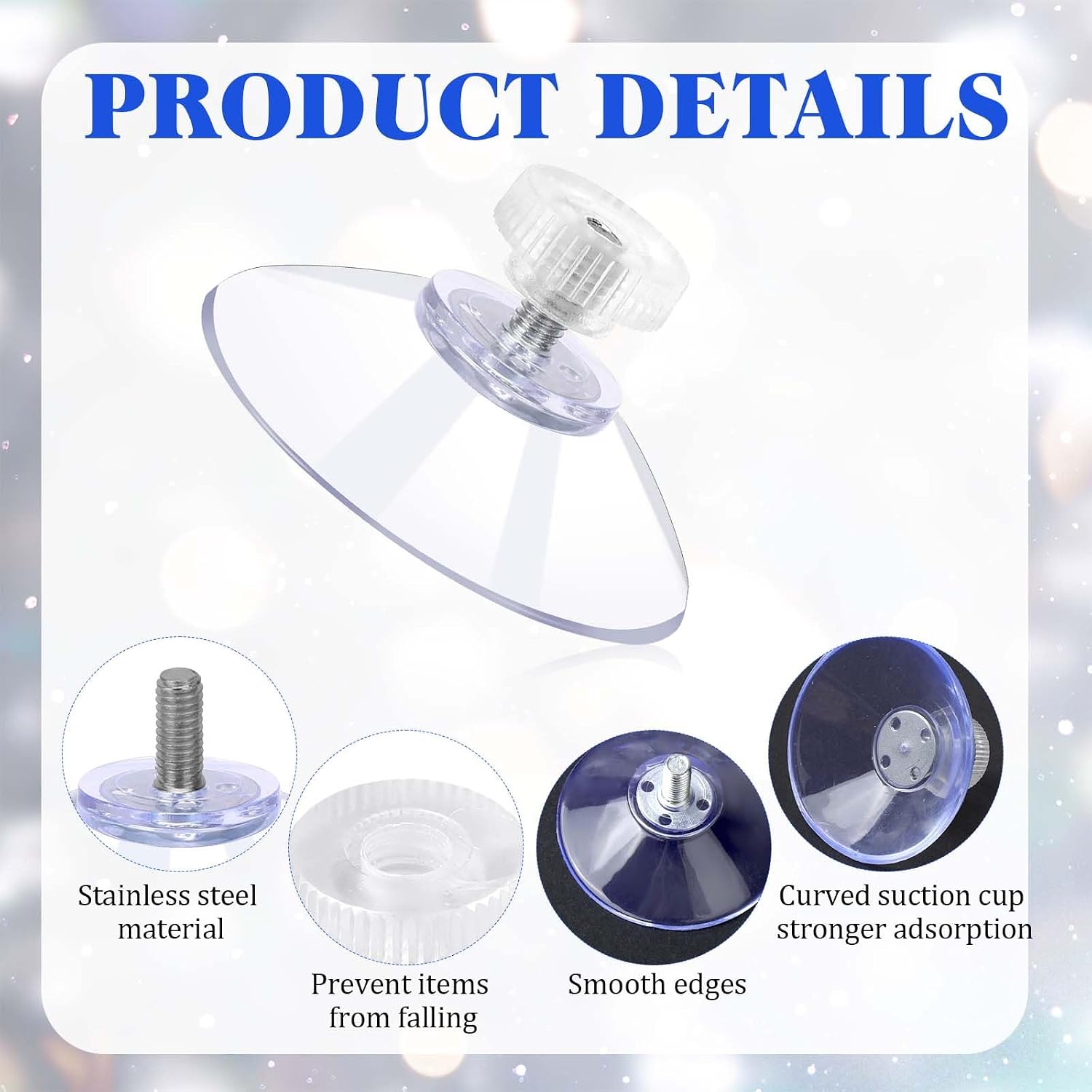 40mm Strong Suction Cup with M5 Metal Screw Rods and Nuts, 12 PCS image 3