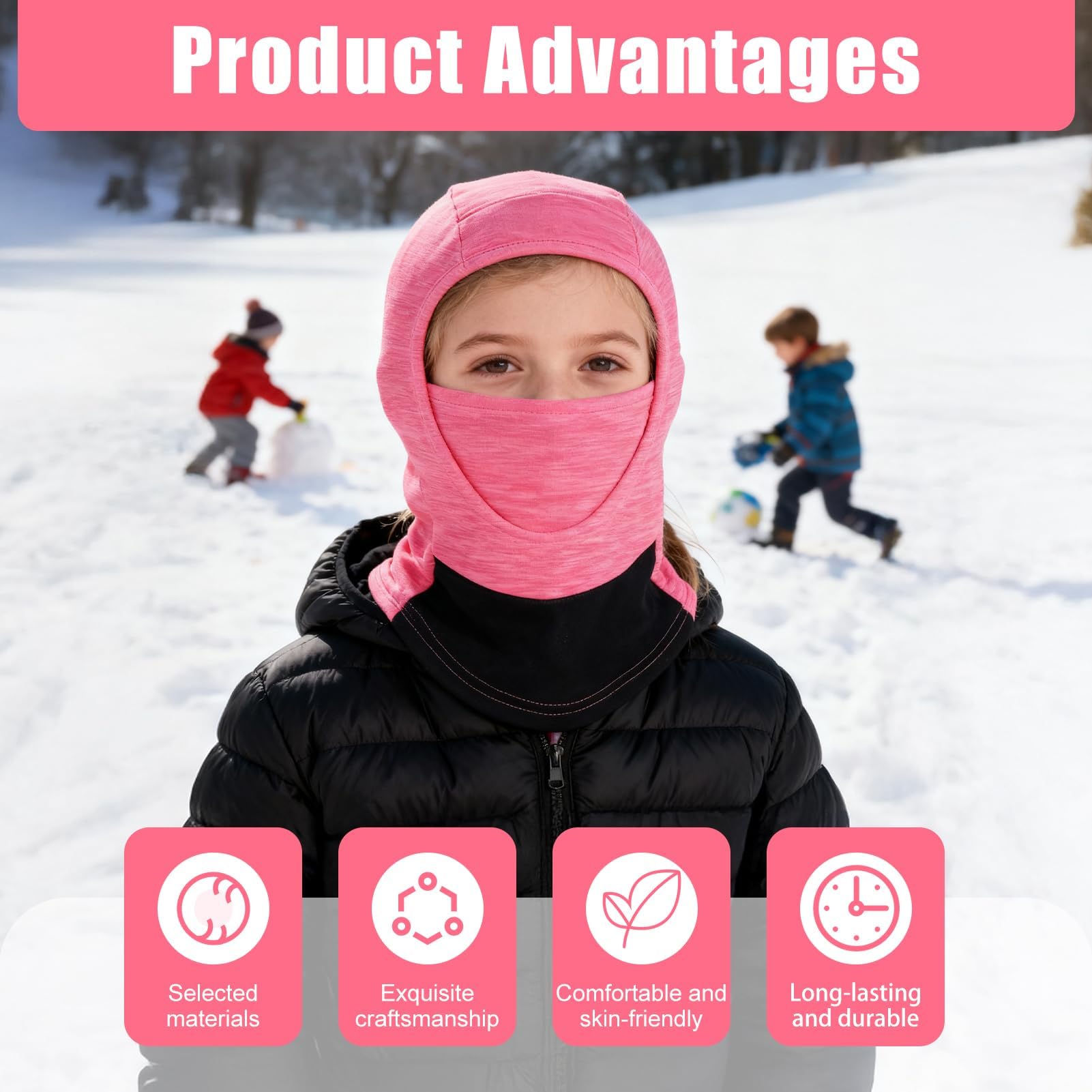 Pasamontañas infantil de forro polar cálido y multifuncional, pasamontañas para niños, pasamontañas bajo casco, a prueba de viento, gorro con calentador de cuello integrado, para deportes al