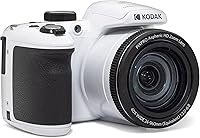 Kodak PIXPRO AZ405 20MP Vlogging Camera: 40x Optical Zoom, 24mm Wide-Angle Lens, OIS, 1080p HD Video, 3" LCD (White)