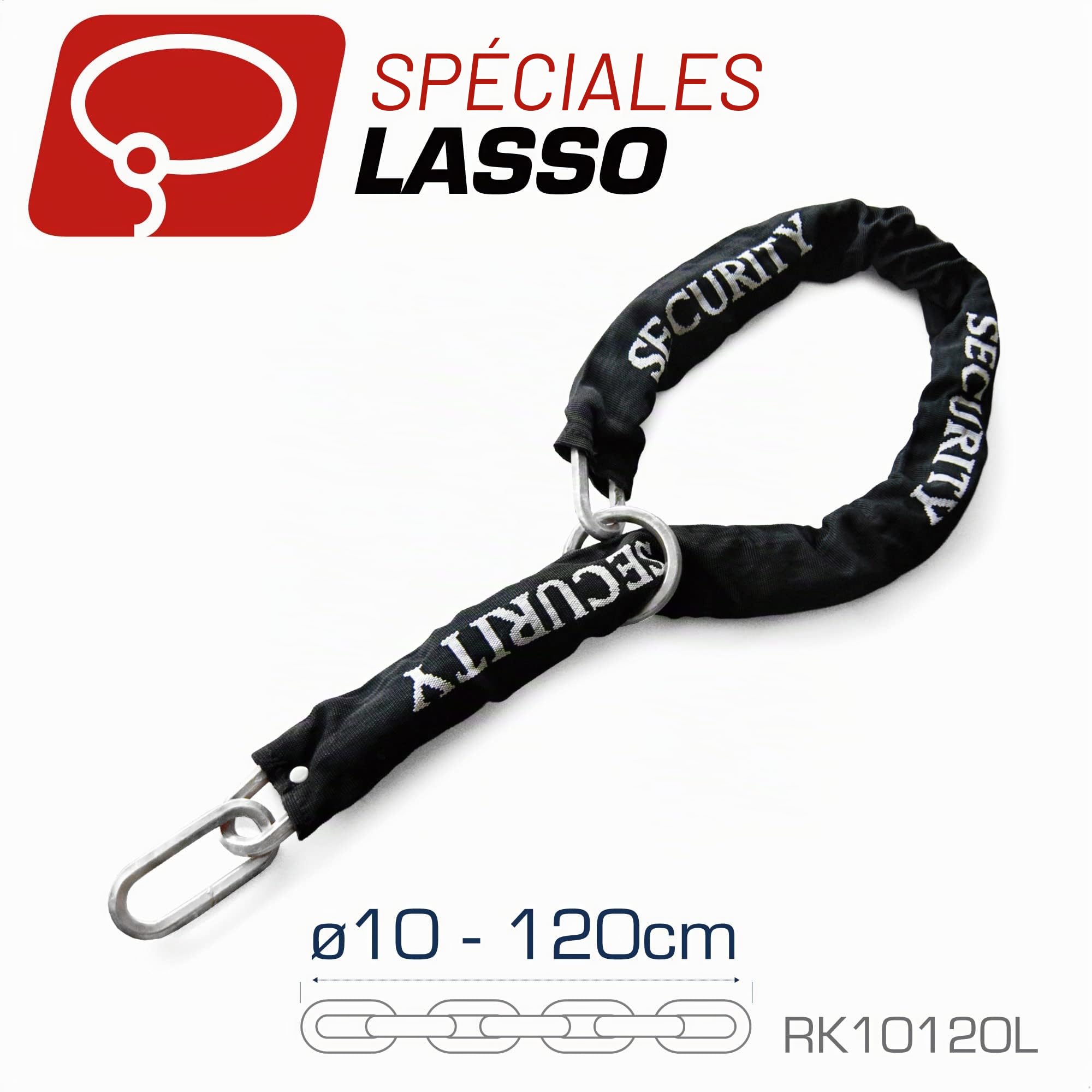 RADIKAL RK120R+RK10120L Antivol U Moto Homologué SRA + Chaine en Acier Cémenté 120cm Plus Long avec Système de Boucle, Fourche en Acier Trempé ø18mm, Cadenas en U pour Scooter, Velo Electrique