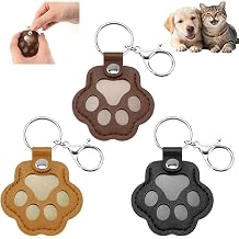 VavoPaw 3 Pcs Pet Fur Storage Keychain, Cute Dog Cat Paw Shaped Leather Keychain for Collecting Cat and Dog Hair, Portable Pet Fur Memory Charm for Keys, Backpacks - Gray, Black, Brown