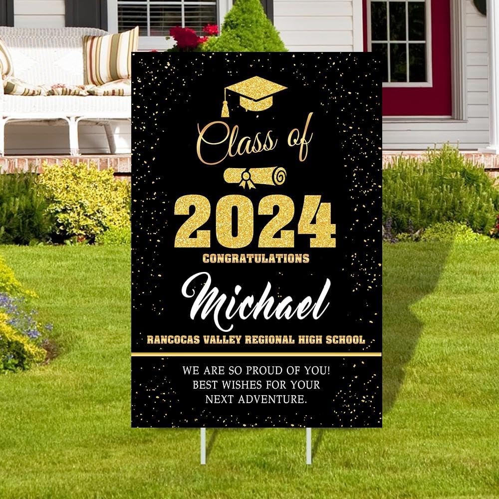 Personalized Graduation Lawn Sign 2024 Custom Background