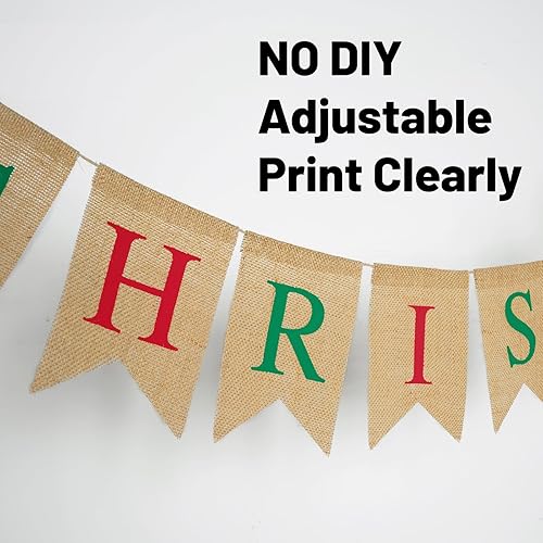 Miniatura 2 de GCQQ Cartel de Feliz Navidad  Cartel de arpillera de Navidad con bastones de calcetín para chimenea, chimenea, pared, decoración de fiesta de Navidad