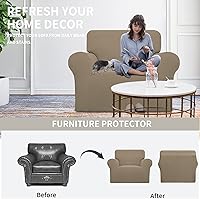 Vista 647 de Easy-Going - Funda elástica para sofá, 1 pieza, protector de muebles, suave, con parte inferior elástica, para niños, tela de jacquard de poliéster