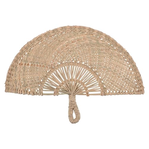 MAGICLULU Asian Woven Fan: Handmade Straw Woven Semicircle Fan Wall