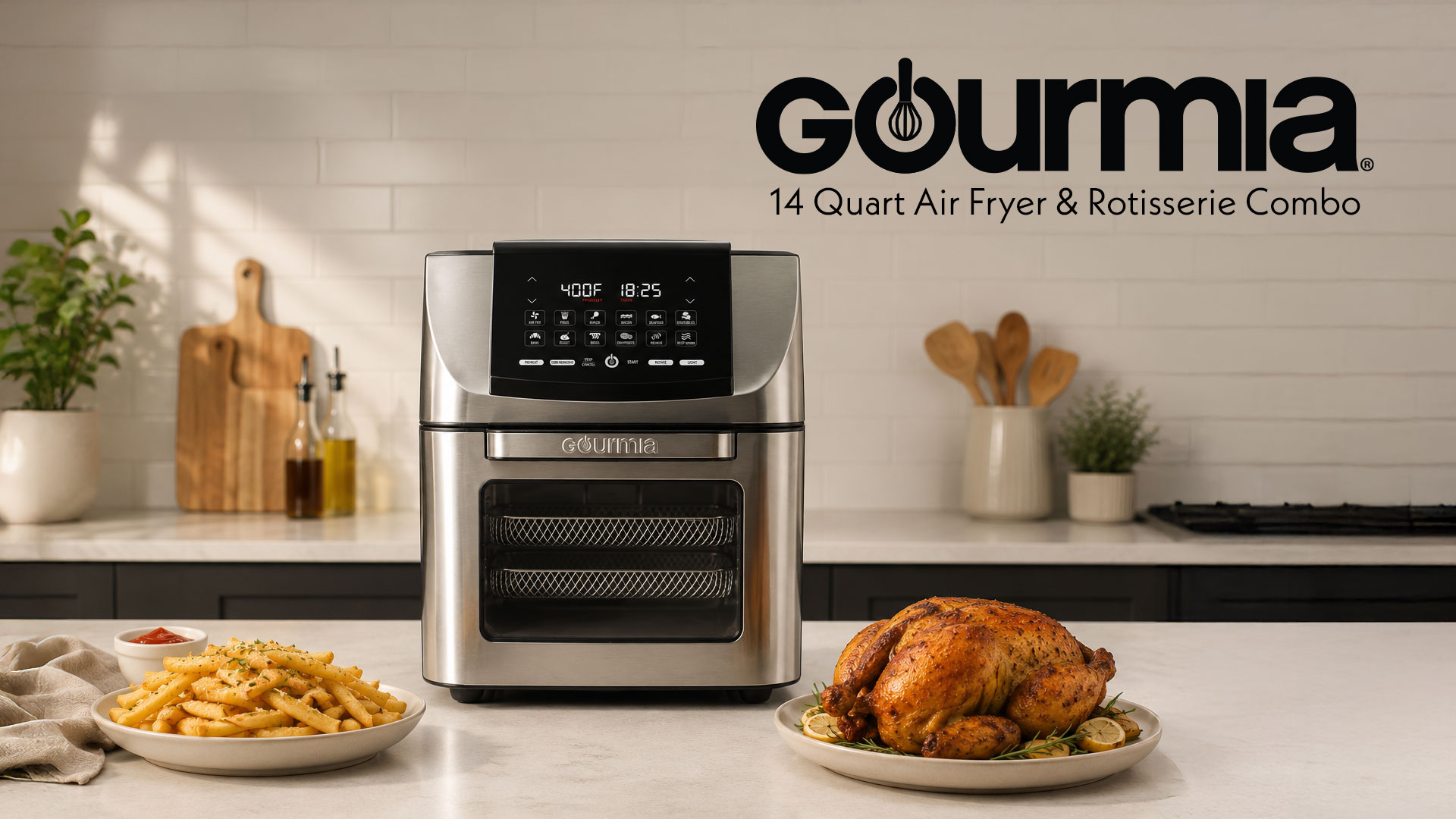 Amazon.com: Gourmia Air Fryer - 14 Qt All-in-One Rotisserie Oven