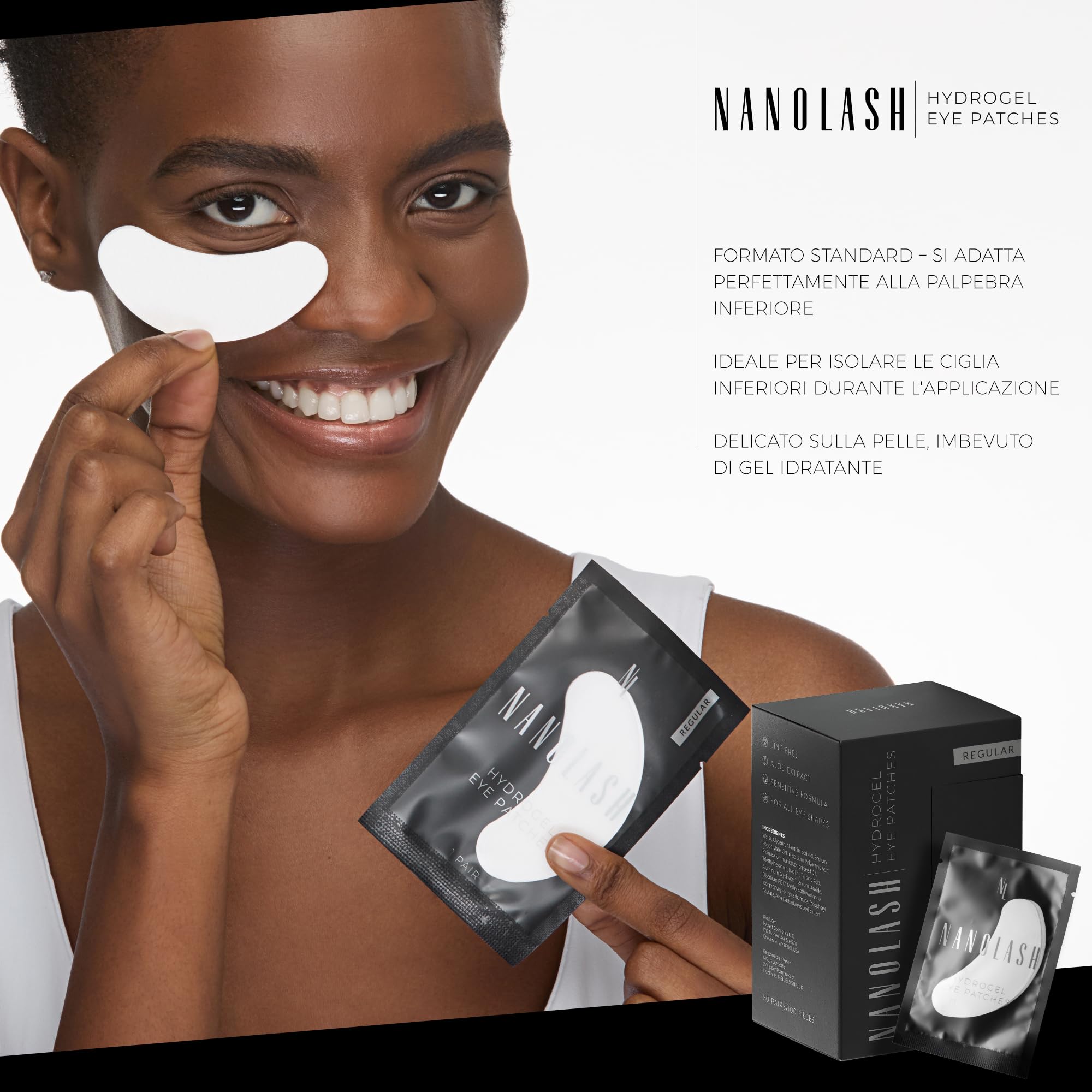 Nanolash Patch per Extension Ciglia 50 Paia - Idrogel per Occhi, Lifting Ciglia, Gel Patches