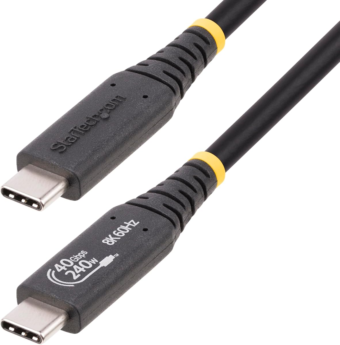 StarTech 3.3ft/1m USB4 USB-C Cable, 40Gbps, 240W, 8K 120Hz DP2.1 | USB-IF Certified, Thunderbolt 4 Compatible, 4K 240Hz, PCIe 3.0, DisplayPort 2.1, Alt, DisplayPort 2.1 Alt Mode
