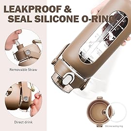 kytffu 42oz Glass Water Bottles with Straw, Motivational Glass Bottle with Silicone Sleeve and Time Marker, Leakproof Large Glass Water Jug for Gym Home Office,Amber