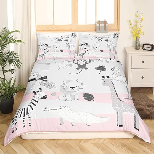 Vista 29 de Juego de funda de edredón de panda lindo para niños, tamaño matrimonial, funda de edredón con estampado de animales de dibujos animados Kawaii