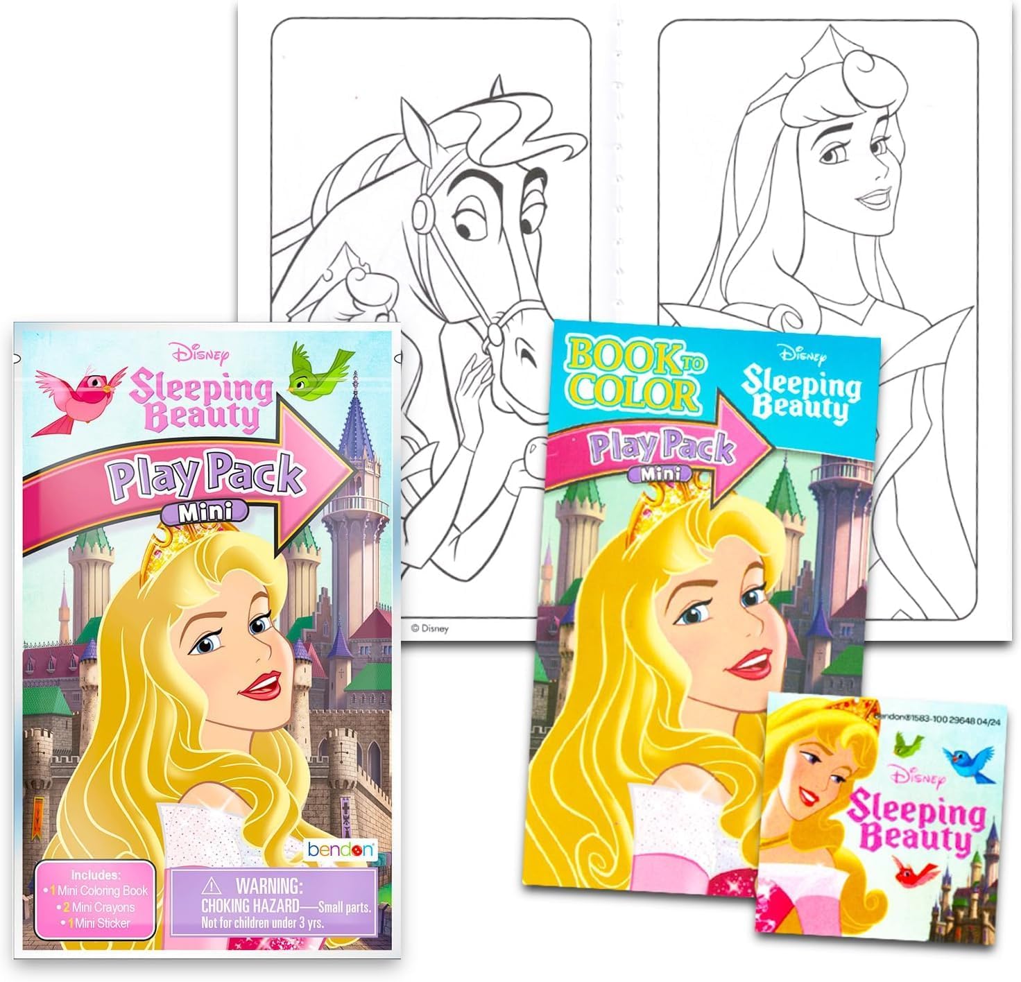 Disney Sleeping Beauty Valentine's Day Classroom Gift Exchange Bundle - 24 Princess Aurora Mini Coloring Activity Books for School Valentines Cards, Stickers | Valentines Kids Party Favors