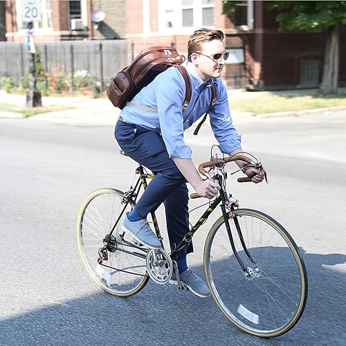 Miniatura 9 de Mcklein Mochila de cuero con doble compartimento para laptop, Cumberland, piel de becerro de grano de guijarro, marrón (88364)