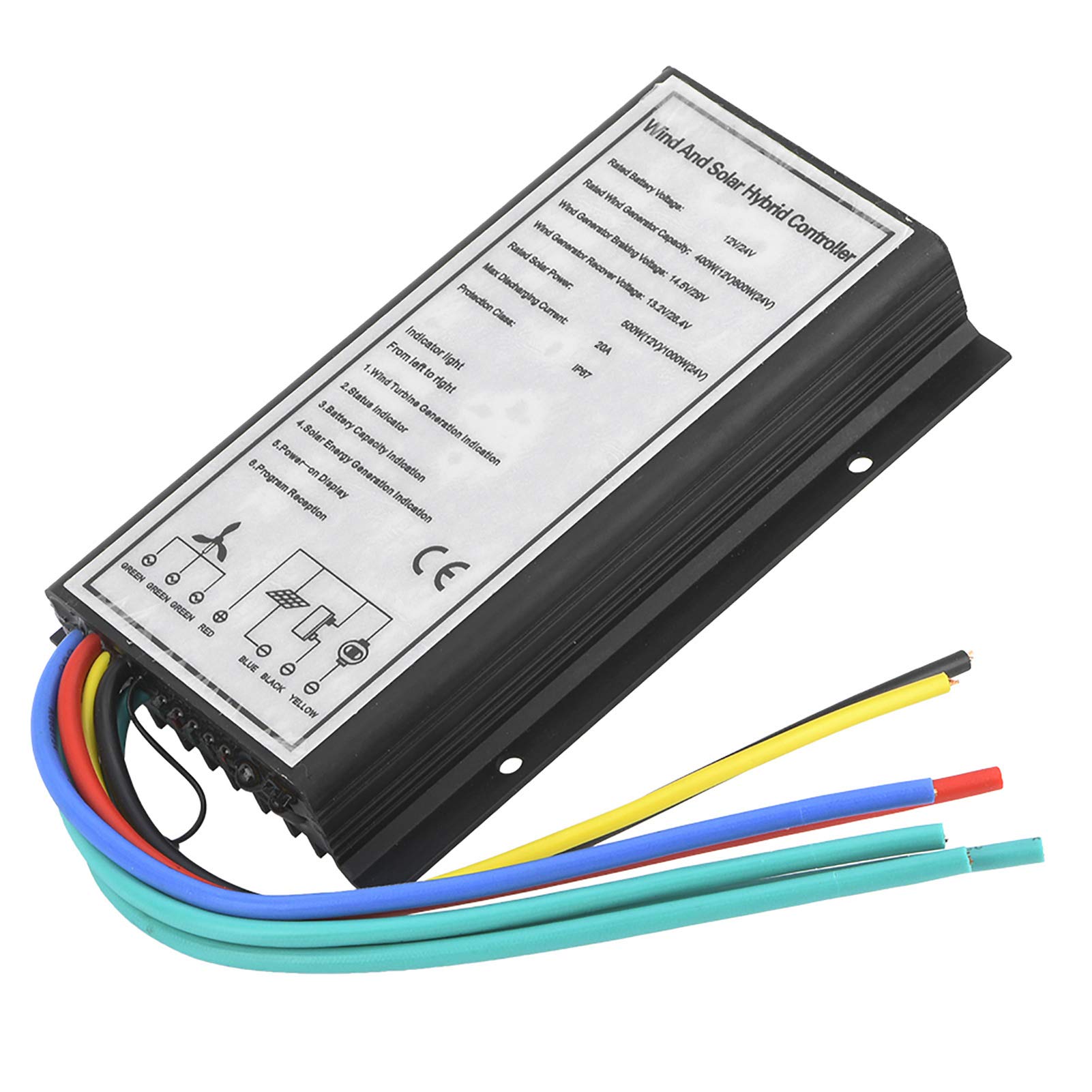 Viento y Solar Controlador Híbrido, Generador de Carga Híbrido Eólico Solar Controlador Solar, Regulador de Generador de Carga Híbrido de Energía de 500/1000W, para Turbinas Eólicas y Paneles Solares