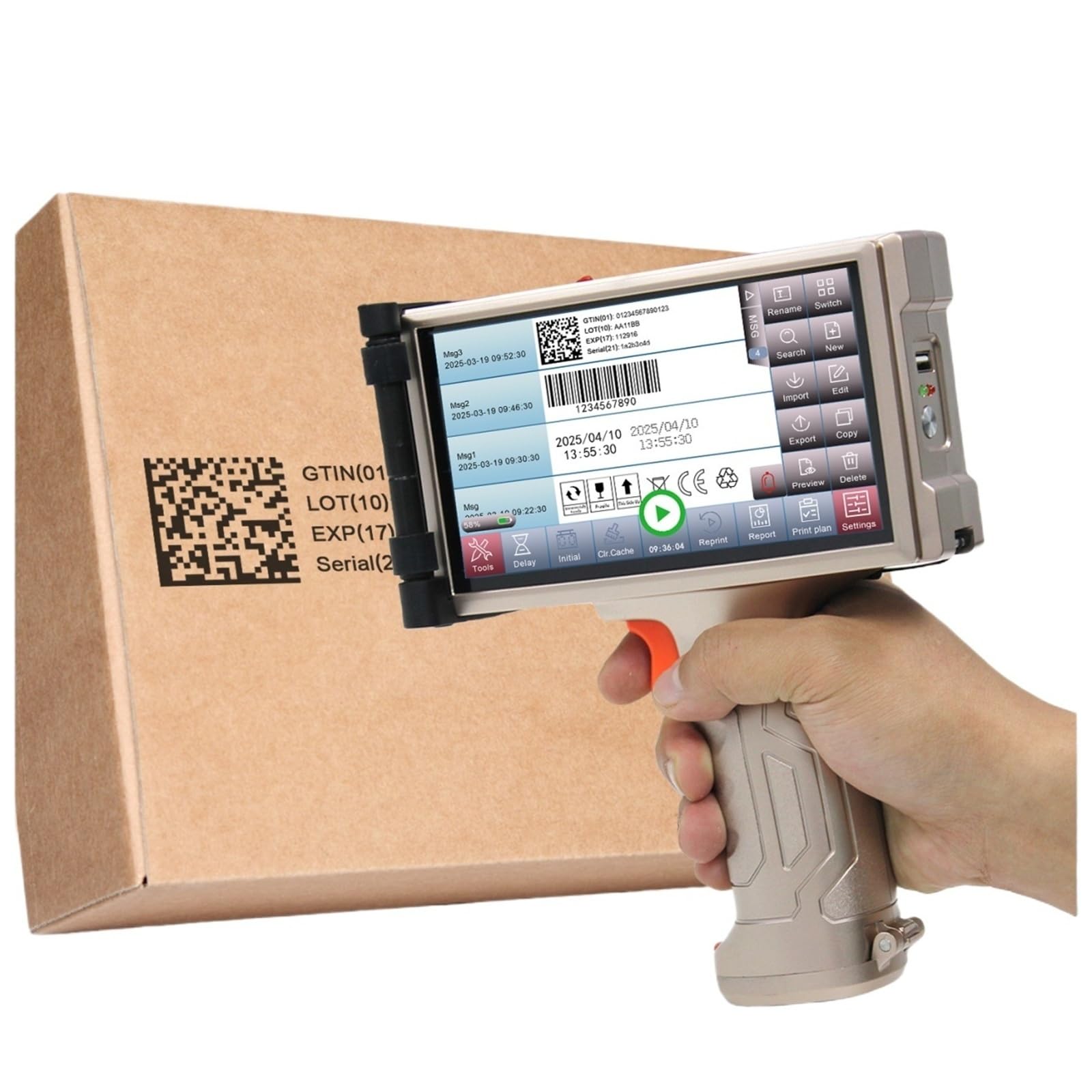 Stampante a getto d'inchiostro portatile industriale 1200PDI con touch screen da 6,5 ​​pollici for numero di Codice a barre QR Logo Contatore Fai da te veloce