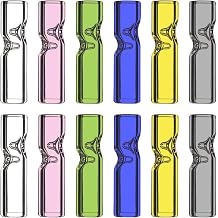 12 Pcs Reusable Glass Filter Tips, 8mm Premium Borosilicate Glass Mouthpieces, Smooth Airflow & Easy to Clean, 30mm Length Multicolored
