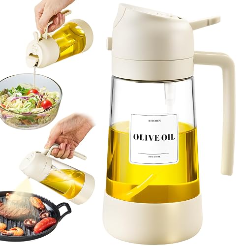 PARACITY Oil Dispenser Bottle and Glass Olive Oil Sprayer 2-in-1 White