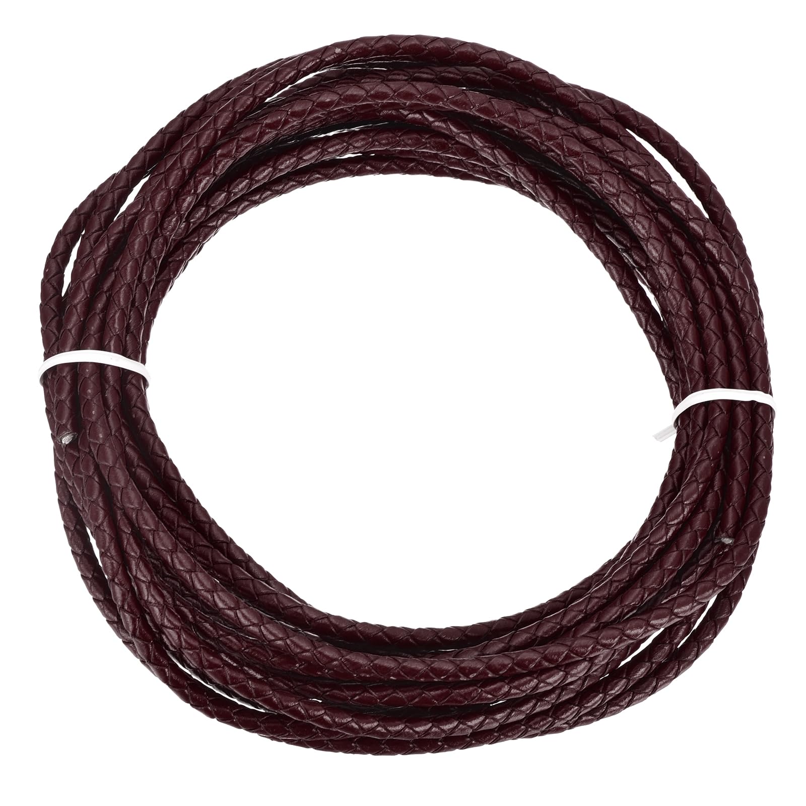 Rebower Round Braided Leather Cord 4mm Bolo Leather Cord String Rope for Jewelry Making, Necklaces, Bracelets, Wraps, Crafts, 5m/16.4ft, Wine Red