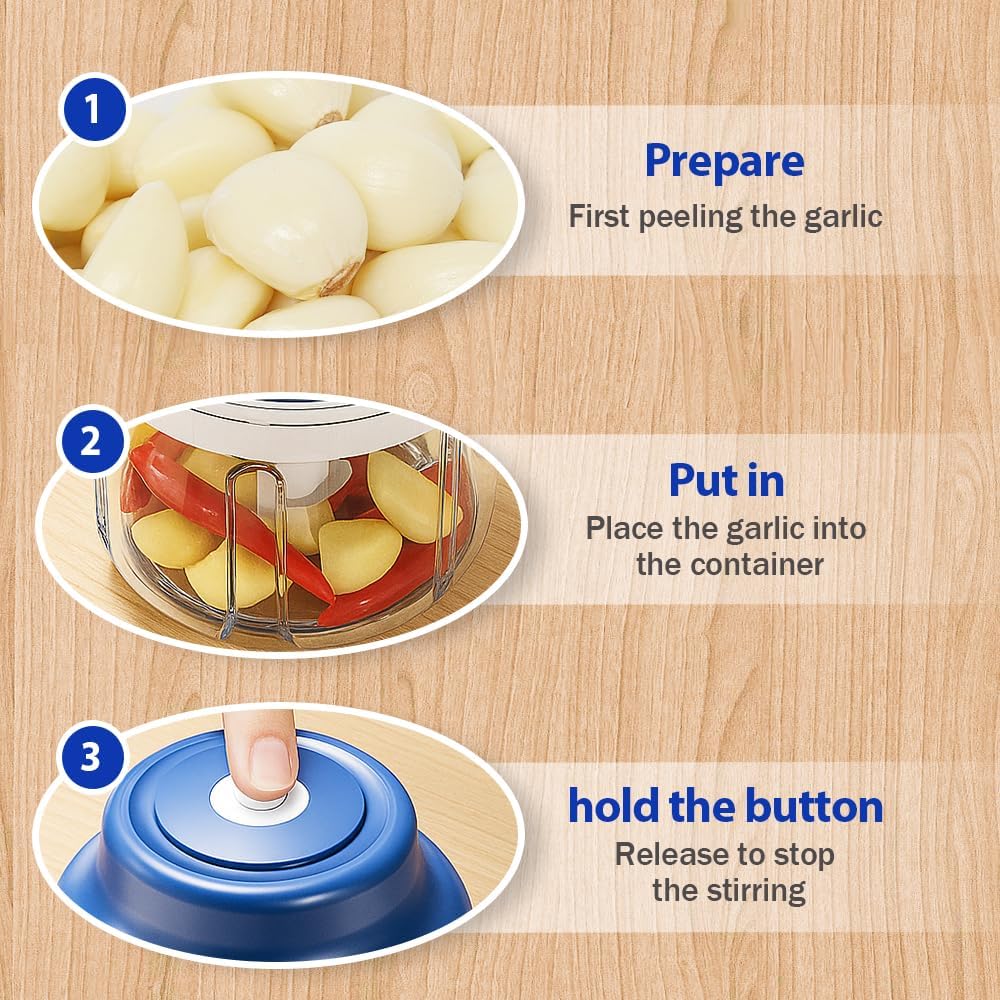 Electric Mini Garlic Chopper Set, 2026 New Small Garlic Chopper Mincer, Electric Food Chopper Tool, USB Rechargeable, Wireless Veggie Grinder, for Mashing Onion, Garlic, Chili, Ginger (Green, 320ml)
