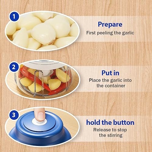 Miniatura 5 de Mini juego eléctrico de picadora de ajo, picadora de ajo pequeña 2026, herramienta eléctrica para picar alimentos, recargable por USB, molinillo