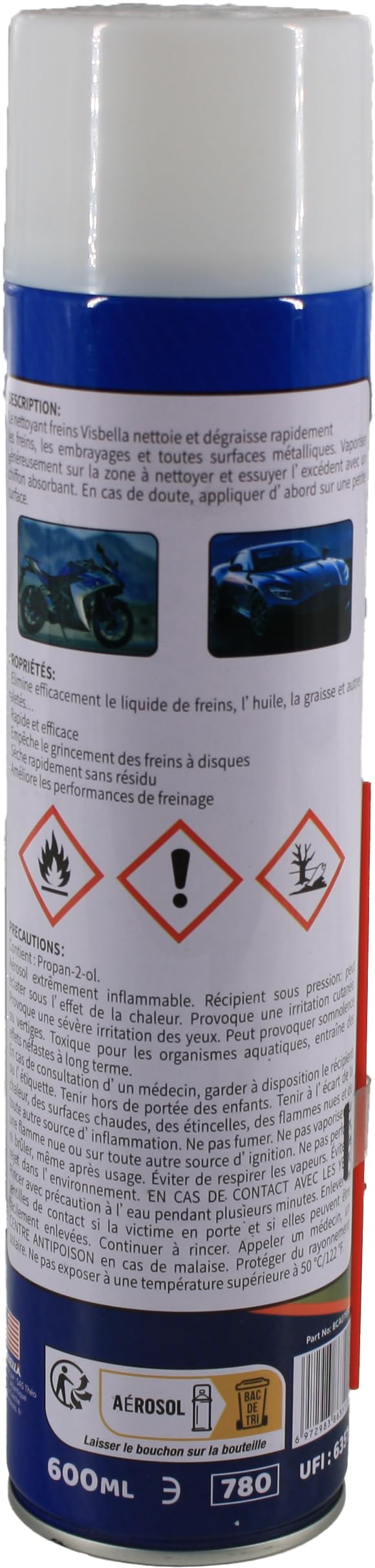 Nettoyant Freins Théo - 6 Bombes De 600ml - Super Dégraissant Pour Voiture Et Moto - Séchage Rapide