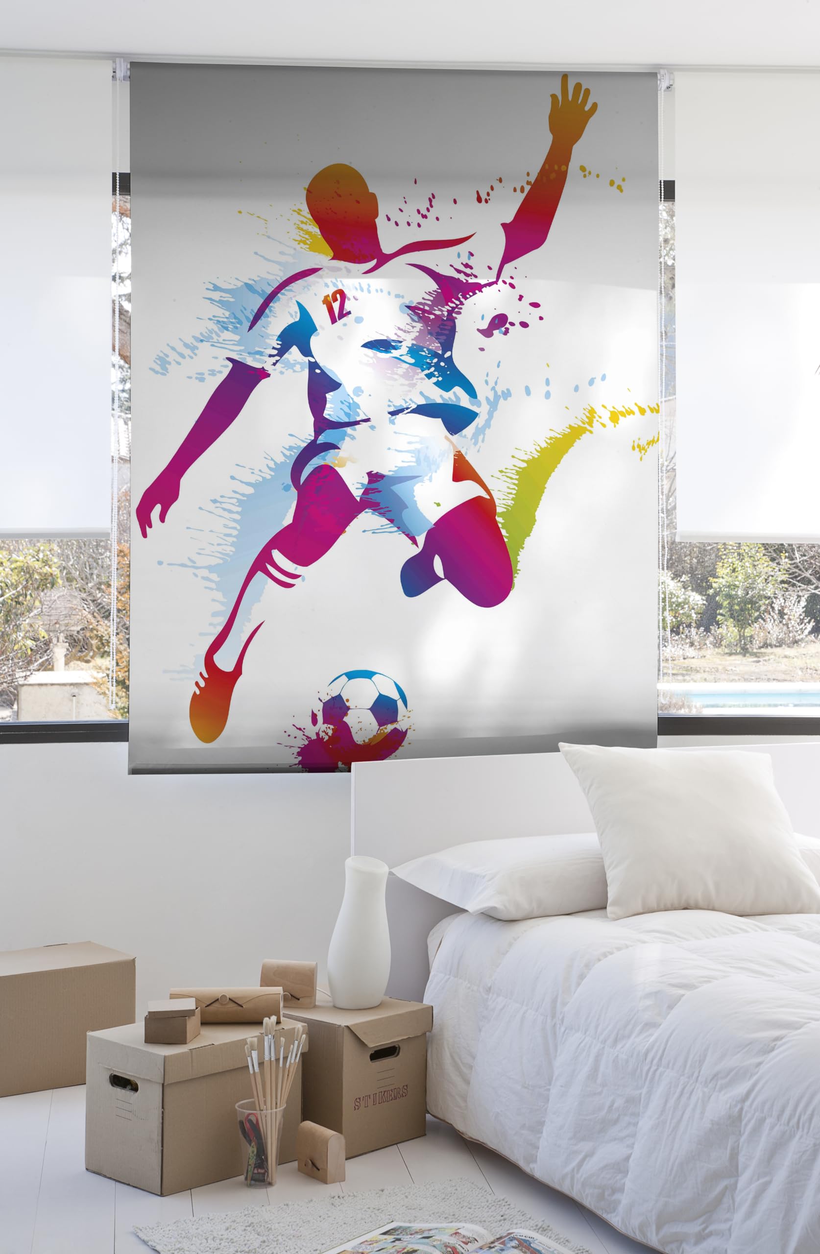 Estoralis Juveniles | Estor Enrollable Diseño Moderno | Translúcido Estampado Digital | Modelo J-2508 | 150 x 180 cm (Ancho/Alto) Tamaño Tela 147 x 175 cm | Estores para Ventanas y Puertas