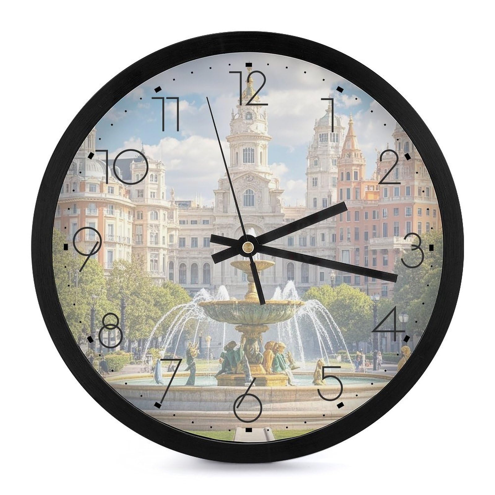 Horloge murale décorative de salon style ferme avec motif tourisme