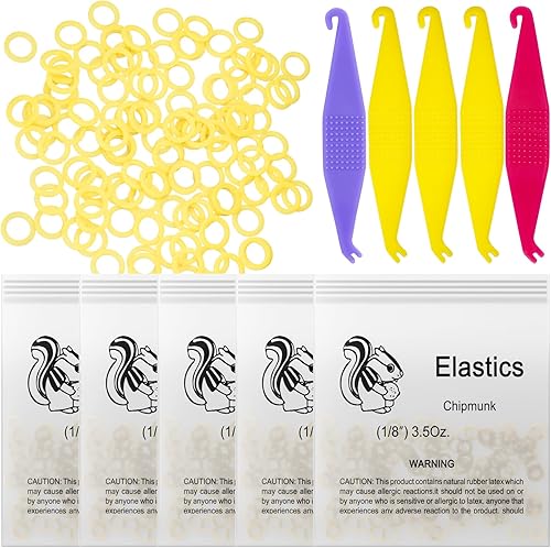 Miniatura 10 de 500 bandas elásticas de ortodoncia, 3.5 onzas, bandas de tracción de goma dental pesadas, colocación elástica libre para soportes (316 pulgadas,