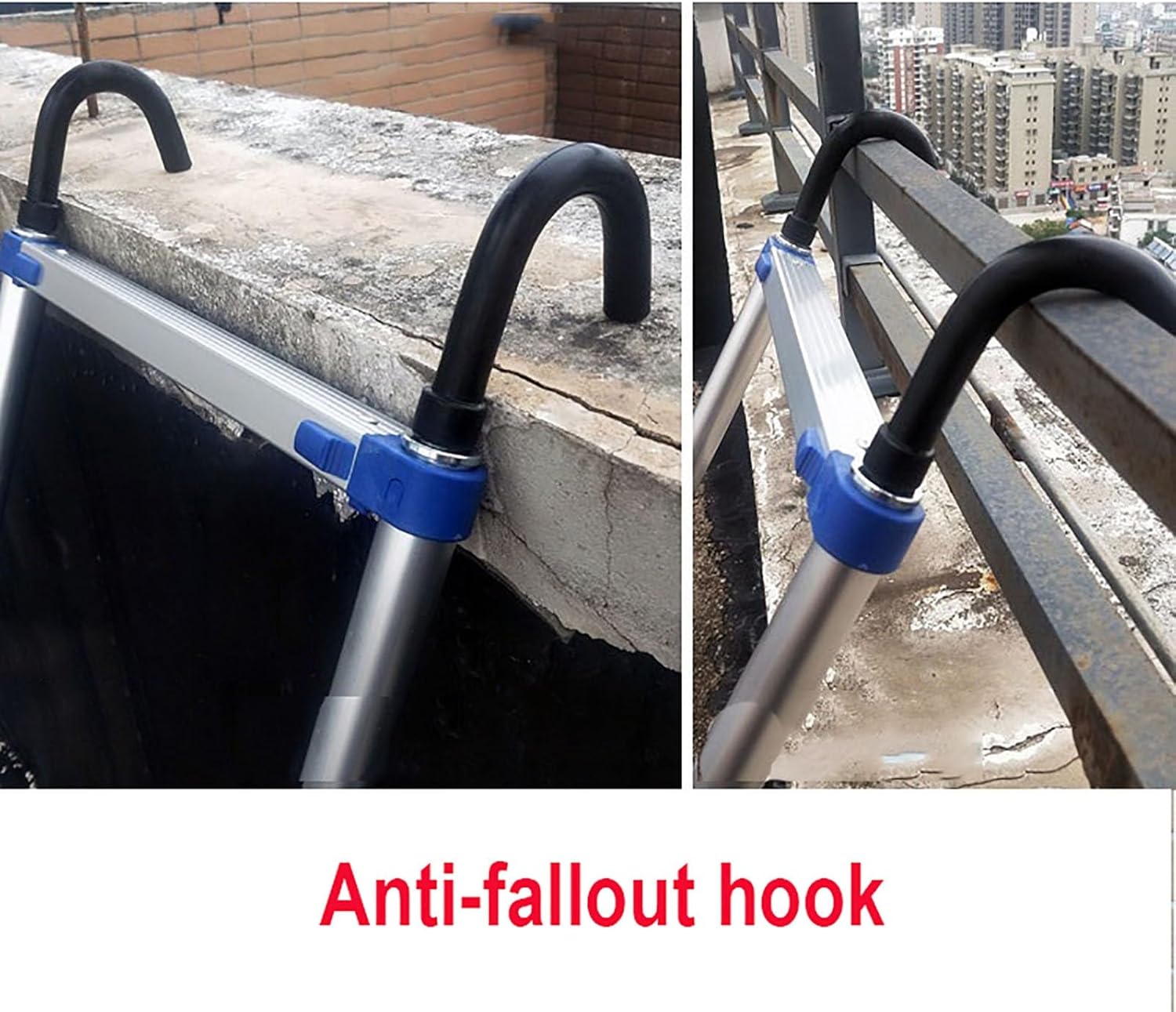 Telescopic Ladder with Hooks, Aluminum Extendable Steps, Adjustable Height, for Home Roof Attic Stairs Loft, Heavy Duty 330 Lbs Max Capacity (Size : 150cm/59.1in)