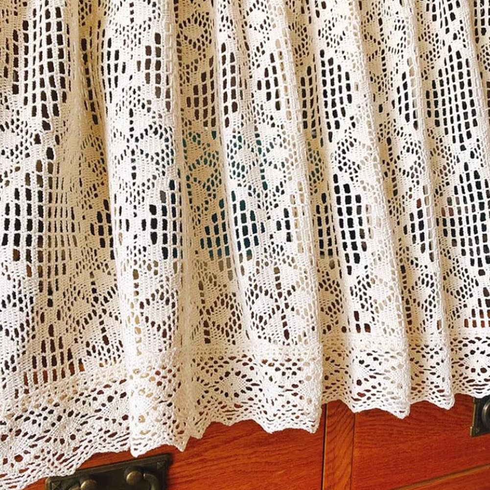 Rideau Court Style Maison De Campagne, Broderie Creuse Beige, Rideau à Crochet Vintage, Rideau Brise-bise,(150 X38 Cm) - Maison