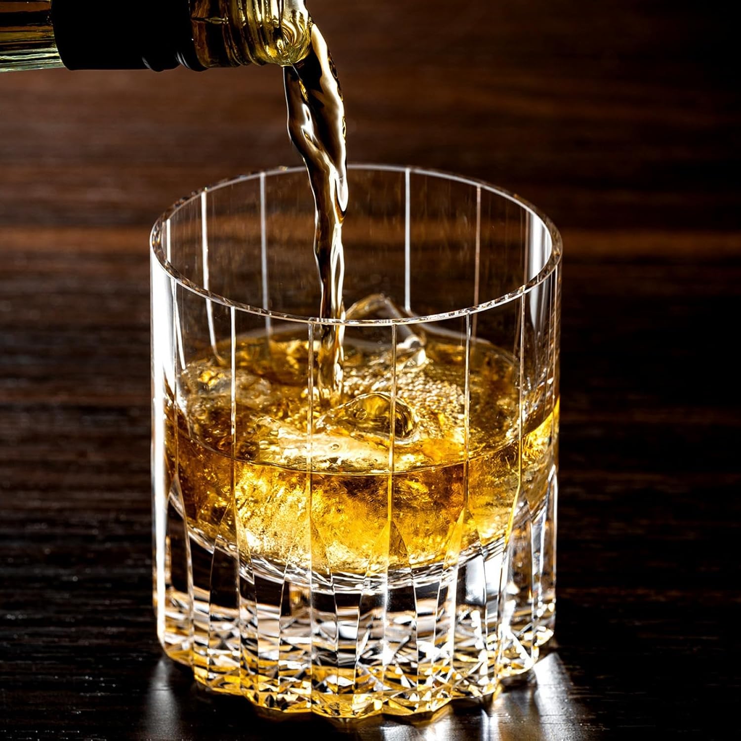 ANXIORANGE Crystal Whisky Glasses, Set of 2, 7.6 oz (225 ml) Heavy Base Tumbler with Polished Rim - Gift Box for Scotch Bourbon Cocktail (Lead-Free Hand Blown Barware)