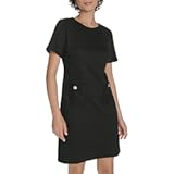 Women&apos;s Short Sleeve High Neck Novelty Button Sheath Mini Dress