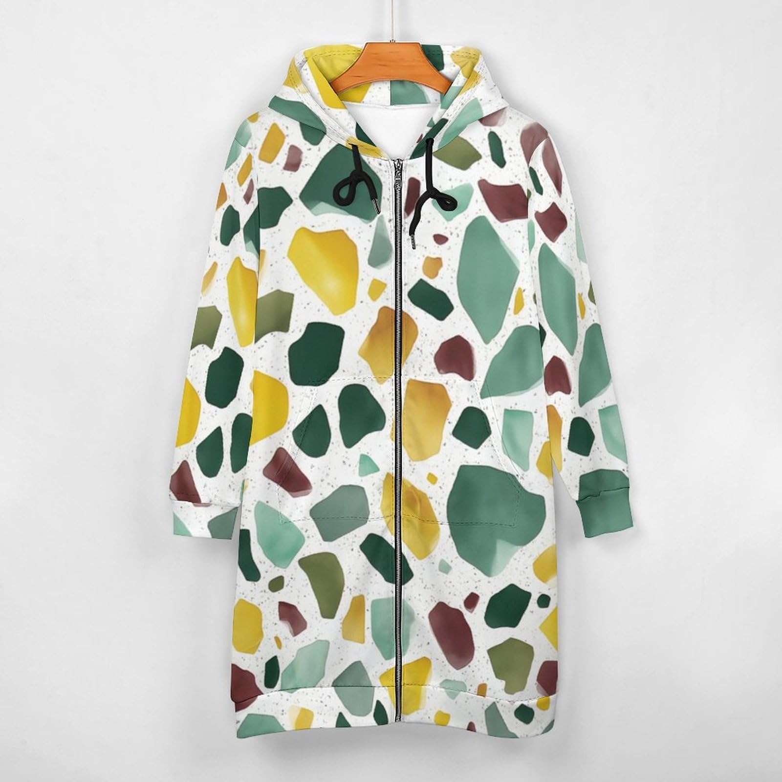 Felpa Donna con Zip Felpe Sportiva con Tasche E Cappuccio Motivo Terrazzo Morbida Invernale Giacca Regolabile Confortevole per Uso Quotidiano Casual