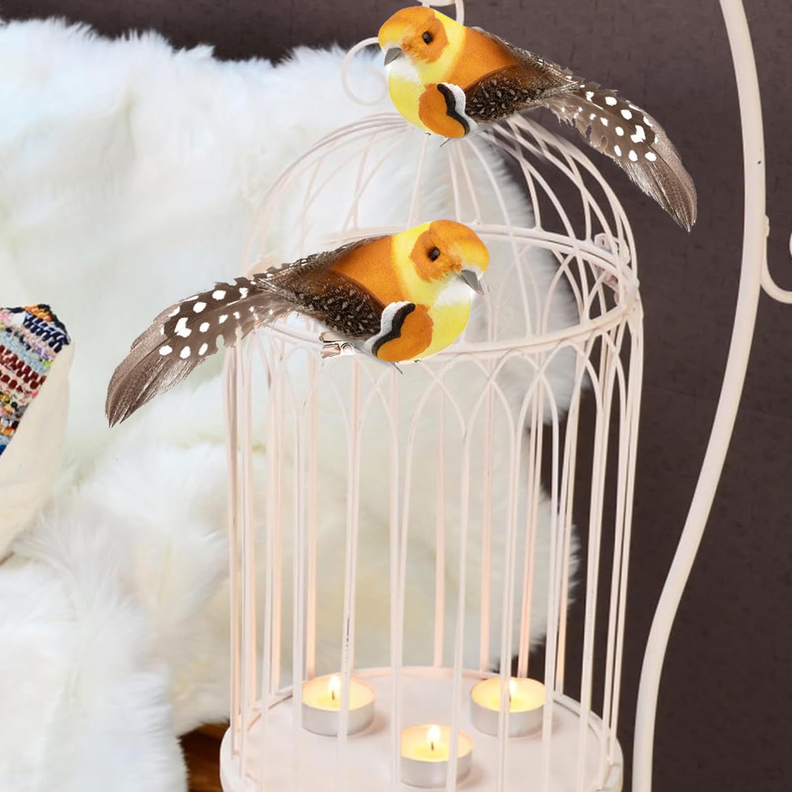 Pájaros Artificiales Ornaments con Pinza Decoración de Pájaro para Jardín Hogar Navidad