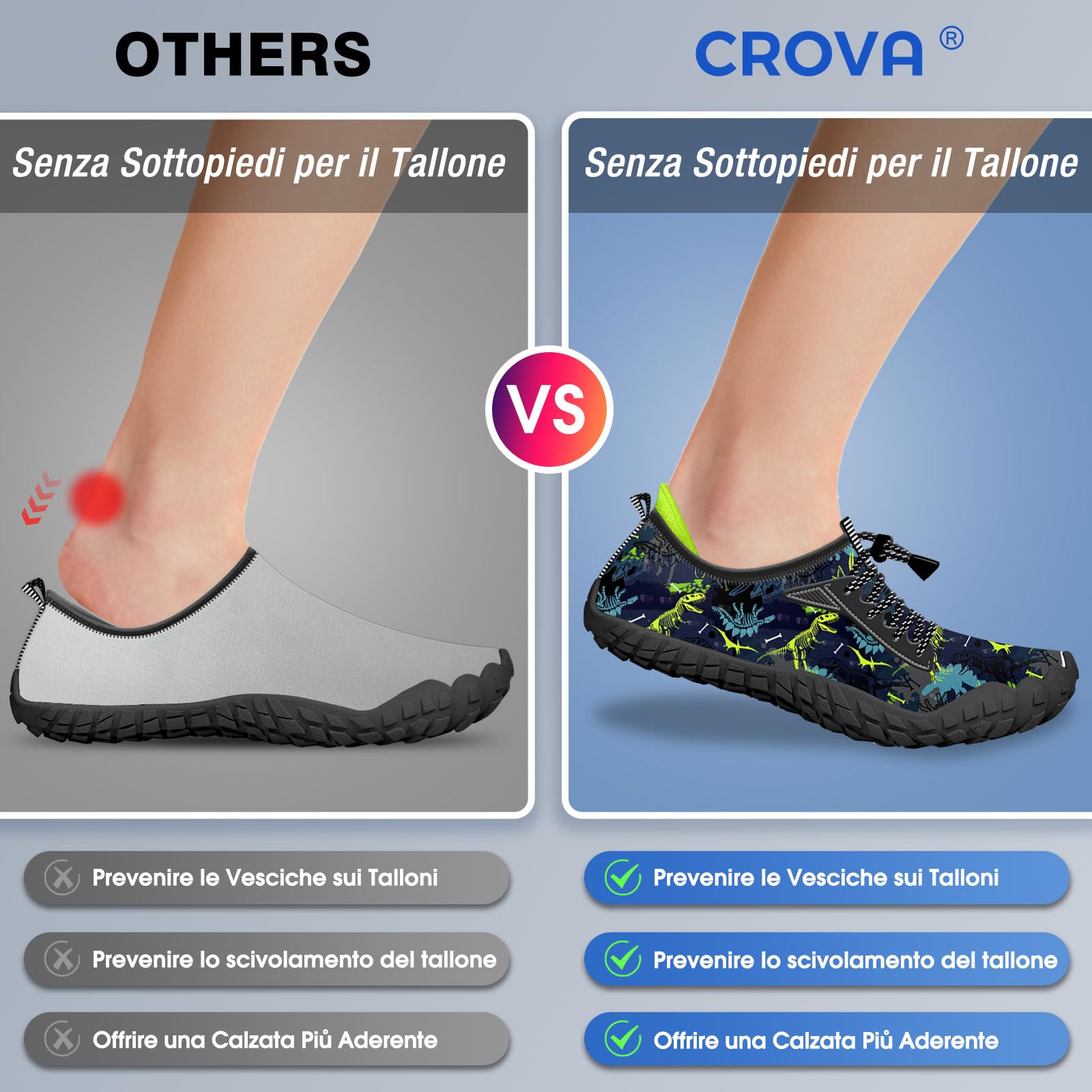 CROVA Dziecięce buty do sportów wodnych, ultralekkie, całkowicie drenażowe, szybkoschnące, do wody, wsuwane, dla chłopców, dziewcząt, maluchów