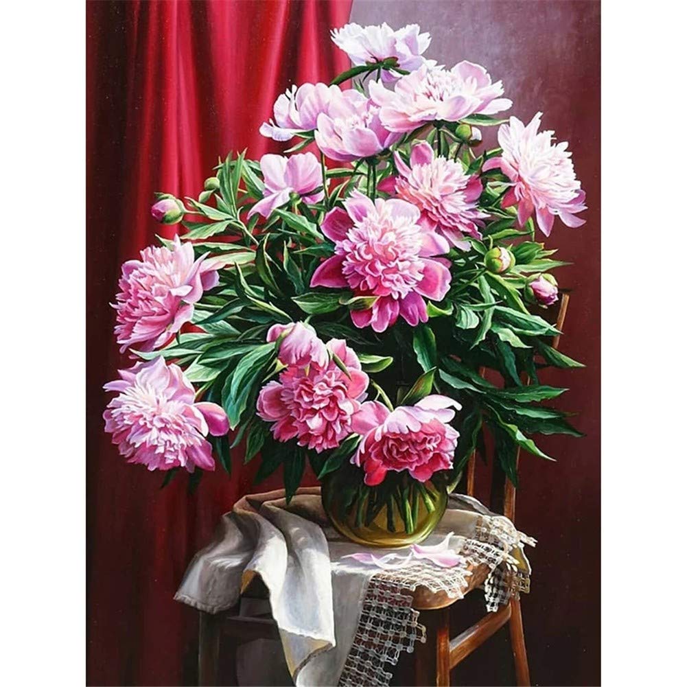 Diamant art craft pivoine 80x100cm avec strass carrés pour couverture totale