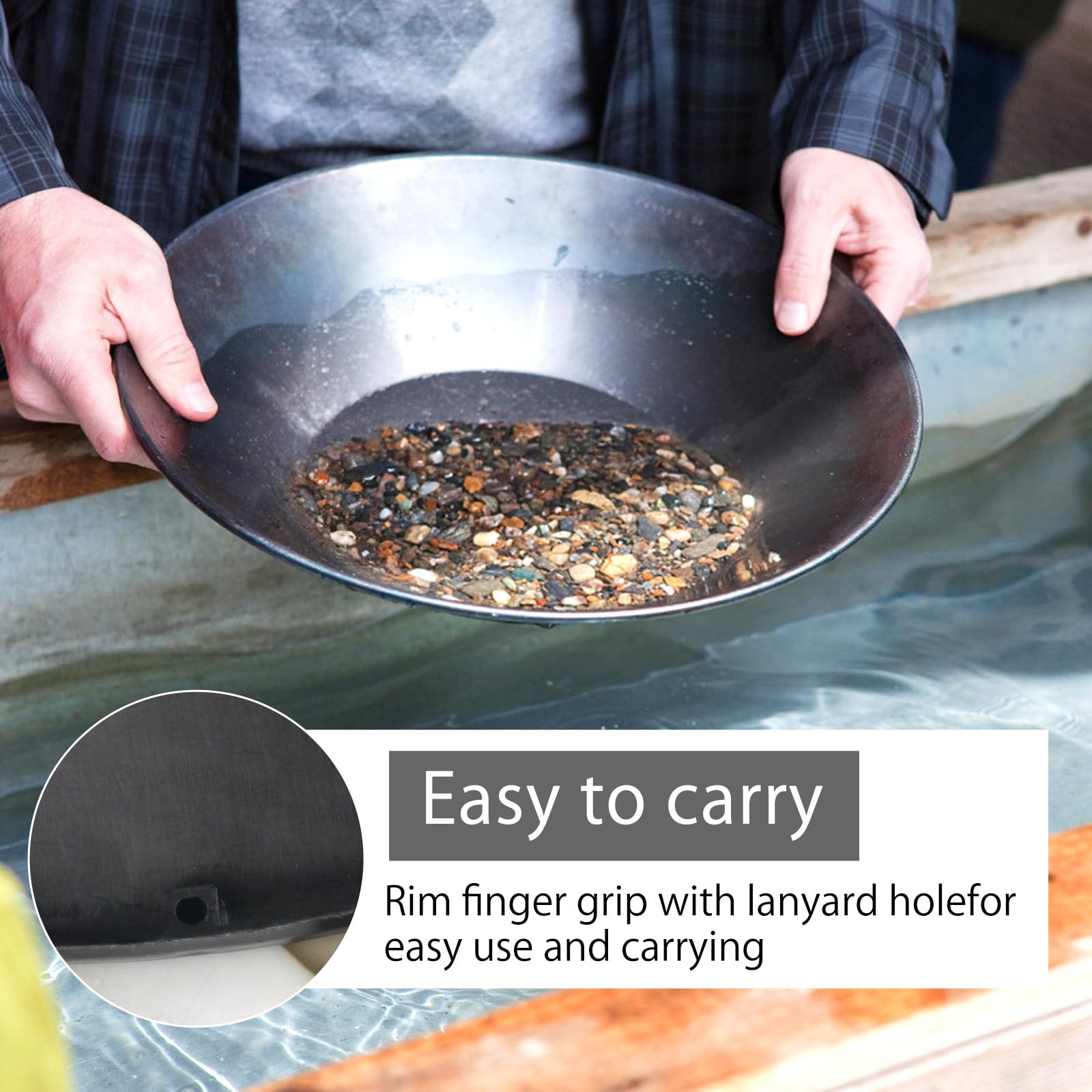 HENGBIRD Gold Panning Pan Abs Gold Sifting, 38,5 X 8,5cm Clasificador De Tamizado De Oro, Accesorio De Bandeja De Tamiz De Lavado Manual Gold Panning Tool Para Arroyos Para Ríos Para Áreas Montañosas