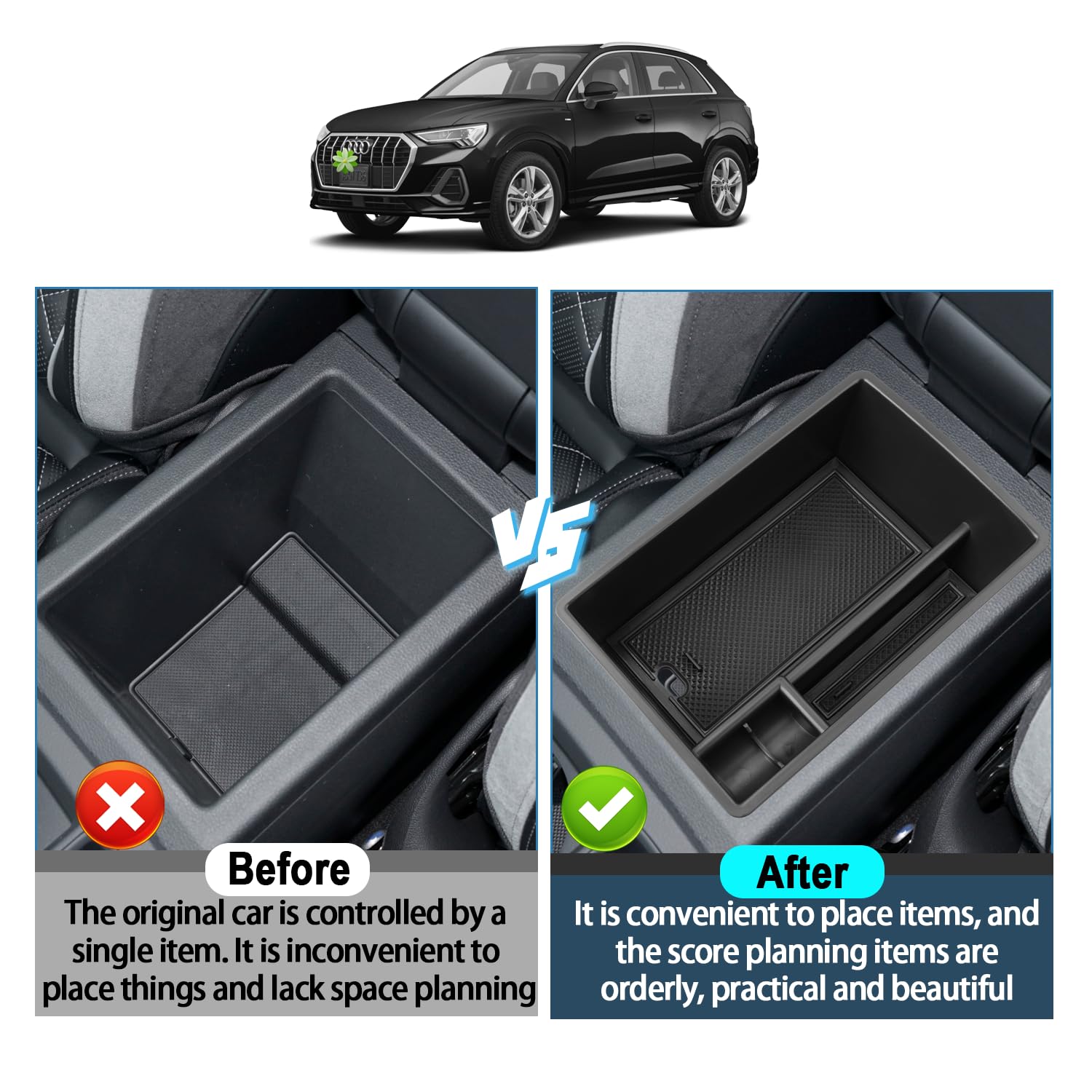 Para Audi Q3 2024 2023 consola central reposabrazos caja de almacenamiento bandeja de coche organizador accorios orden negro - AliExprs 34 Para Audi Q3 2024 2023 consola central reposabrazos caja de almacenamiento bandeja de coche organizador accorios orden negro - AliExprs 34