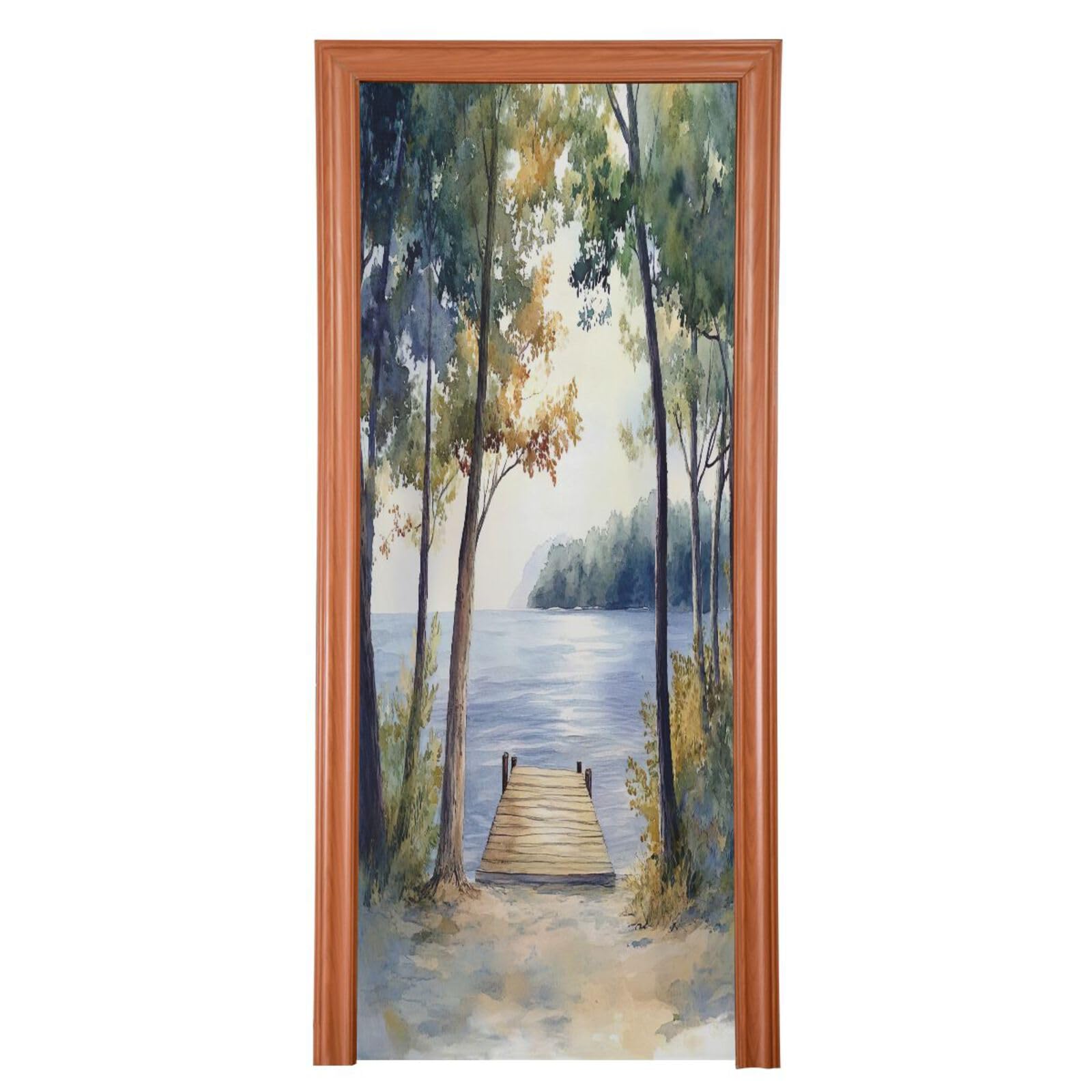 FLildon Forest Lake Landscape Door Cover Decoration, Party Accessory Porch Decor for Festive Ornament Room Door Covers 36 x 98 Inch