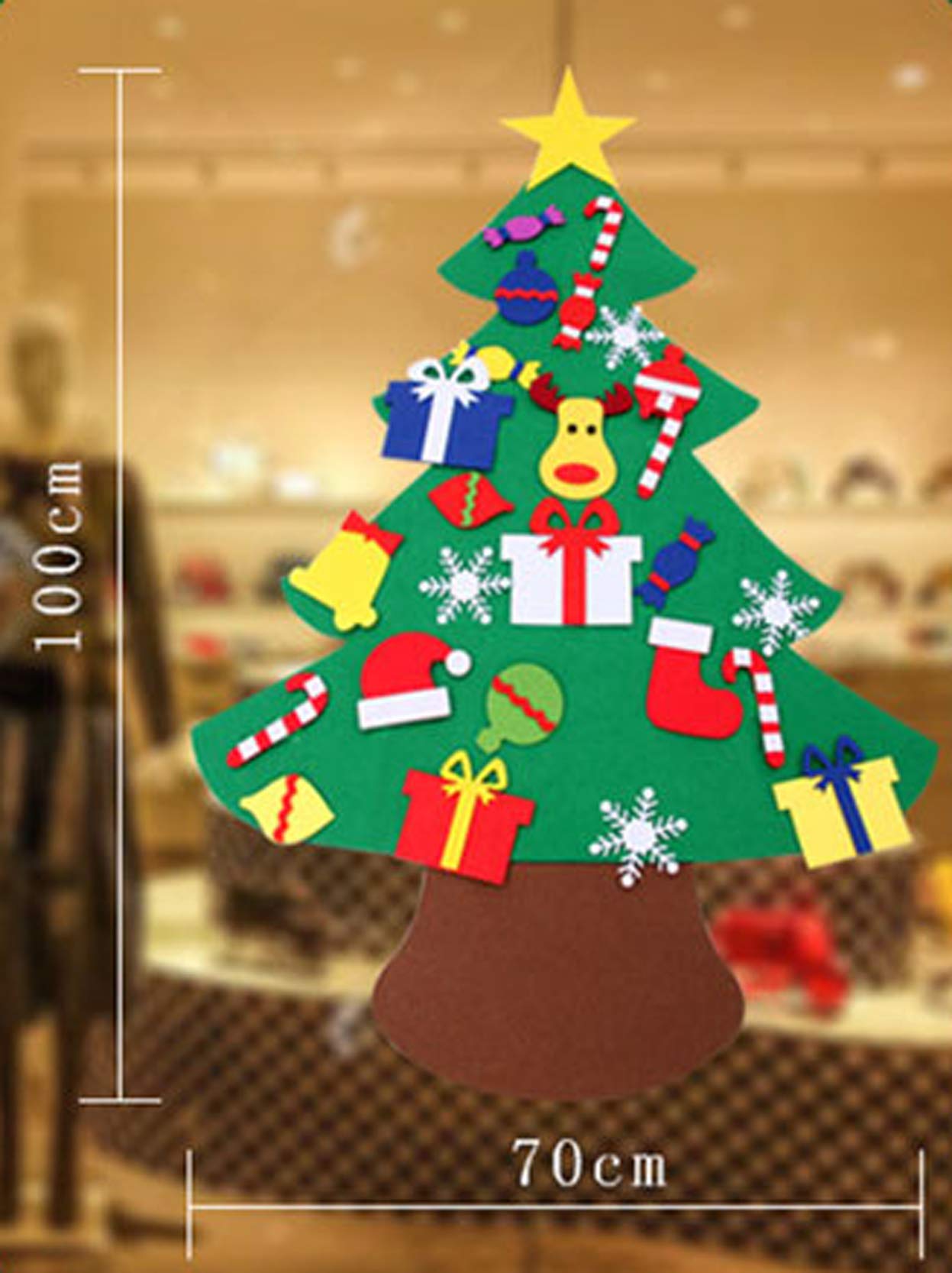 Árbol de Navidad de Fieltro para Bricolaje,Juego de árbol de Navidad de Fieltro Desmontable, niños,Puerta de Pared,Oficina,salón de Clases,decoración navideña Colgante